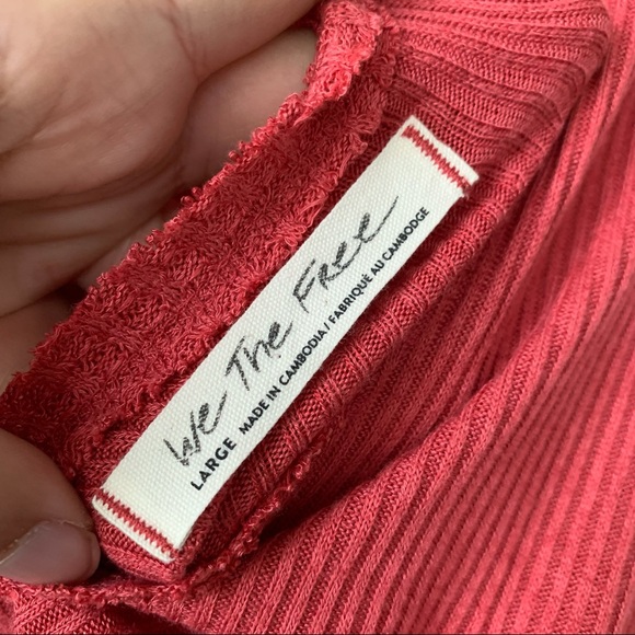 We The Free Ribbed Low Back Tank Top Distressed Scoop Neck Size Large - Picture 4 of 7